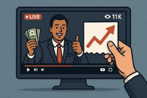 بث مباشر مزيف على يوتيوب يوهمك بصفقات ناجحة