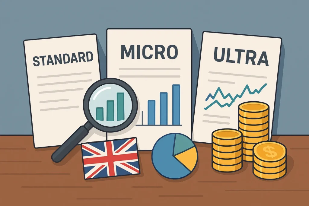 أنواع الحسابات في XM (Standard / Micro / Ultra): فروقات الرسوم والتنفيذ