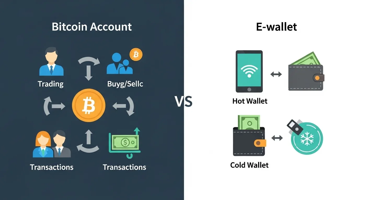الفرق بين حساب البيتكوين والمحفظة الرقمية