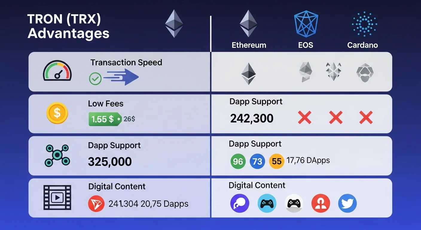 مقارنة ترون TRON مع الشبكات الأخرى