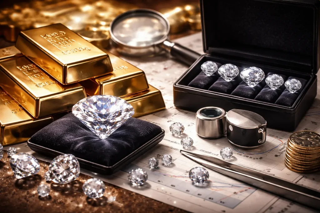 الاستثمار في شراء الألماس | دليل شراء سبائك وأحجار مضمونة