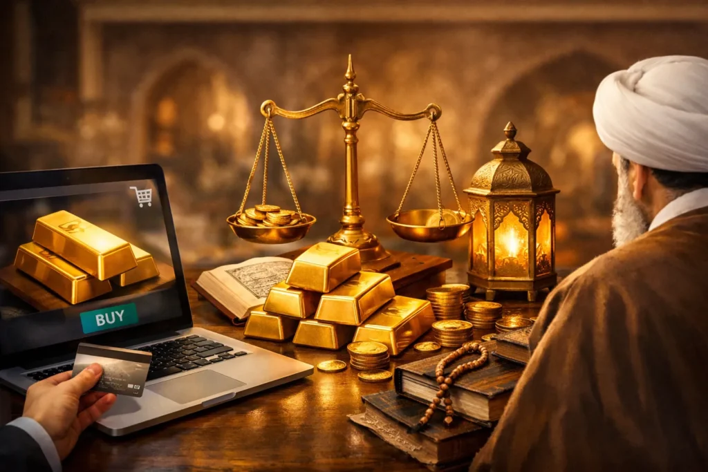 حكم شراء الذهب اون لاين | نظرة شرعية واراء فقيه