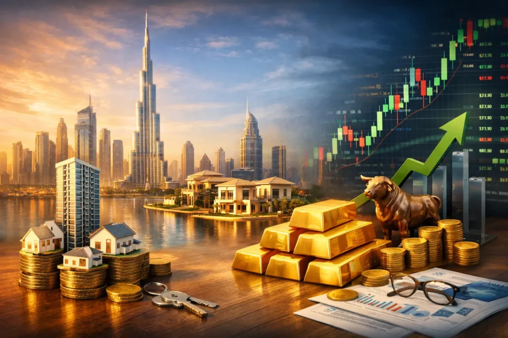 الاستثمار العقاري في دبي مقابل الذهب والأسهم