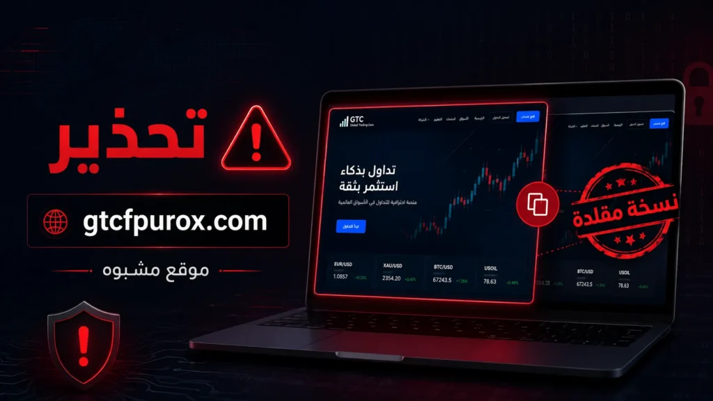 تحذير من gtcfpurox.com ، موقع مشبوه ونسخة نصب من موقع شركة أخرى