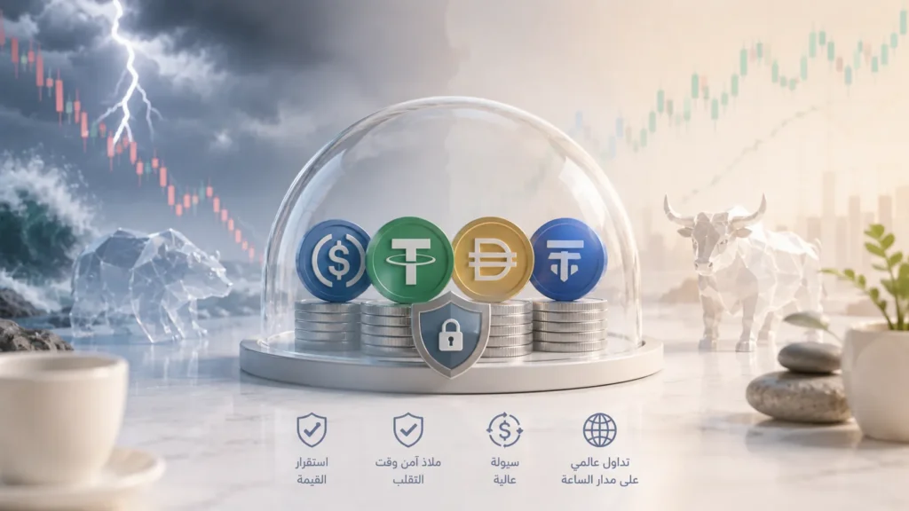 تداول العملات الرقمية المستقرة (Stablecoins) | ملاذك وقت التقلب.