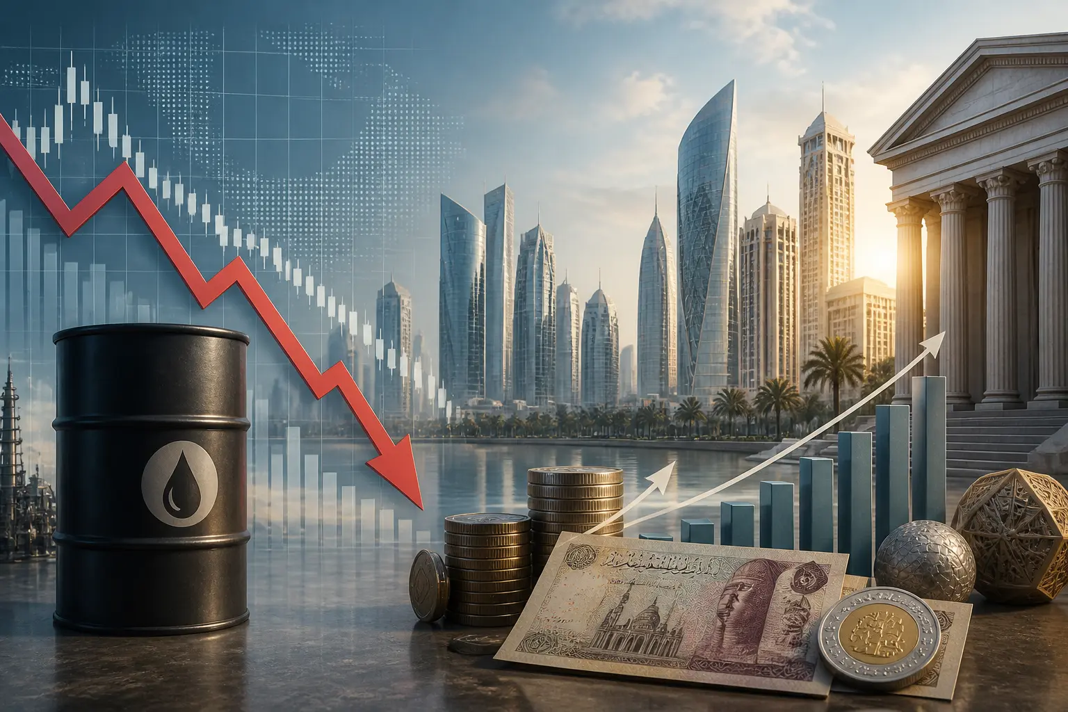 الأسواق العربية تتجه نحو الاستقرار: النفط يتراجع تحت 74 دولاراً والجنيه المصري يعزز مكاسبه