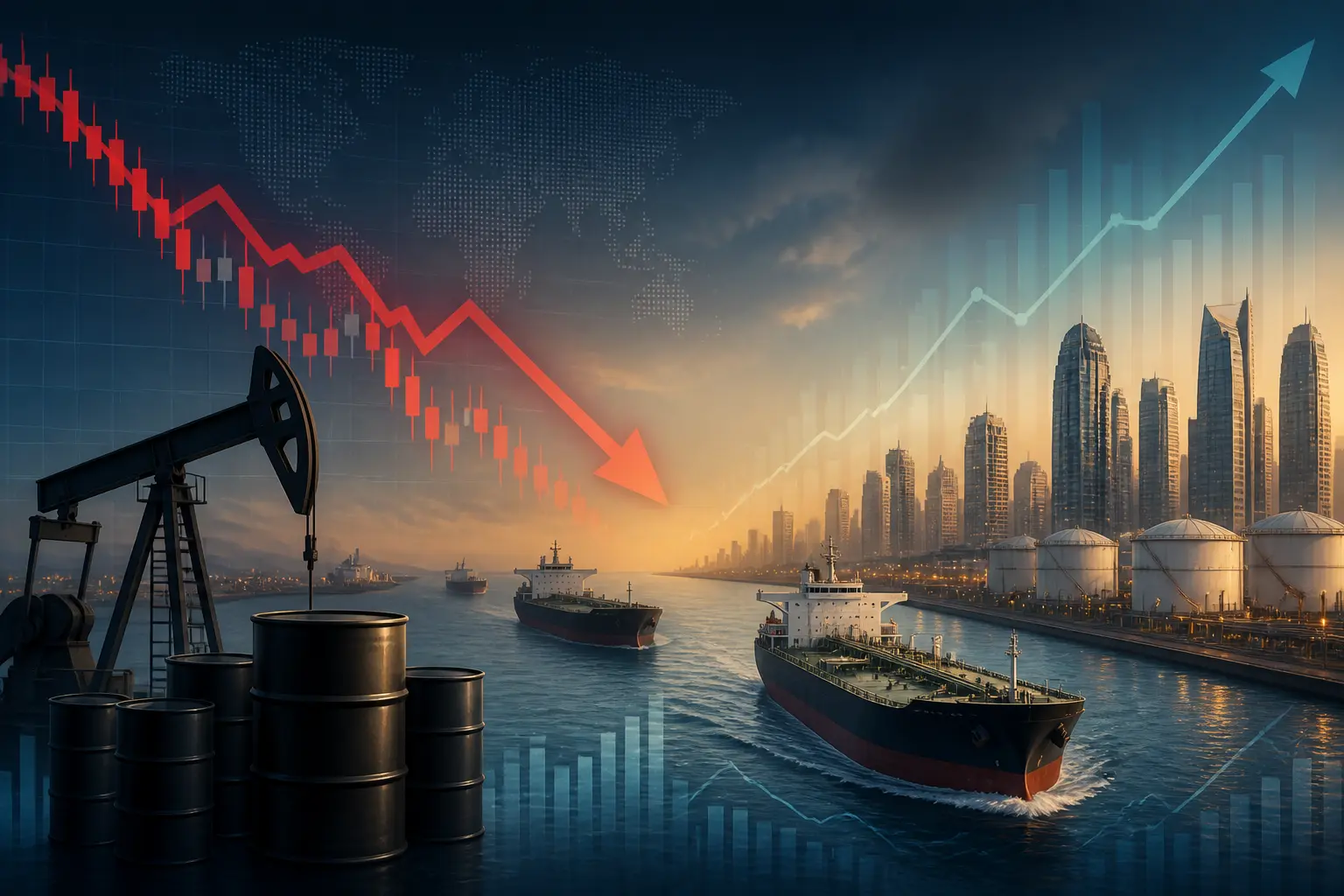 انخفاض أسعار النفط وسط ترقب محادثات إيران وأميركا في الدوحة وتوقعات بعودة تدفقات الخليج لمستويات ما قبل الحرب