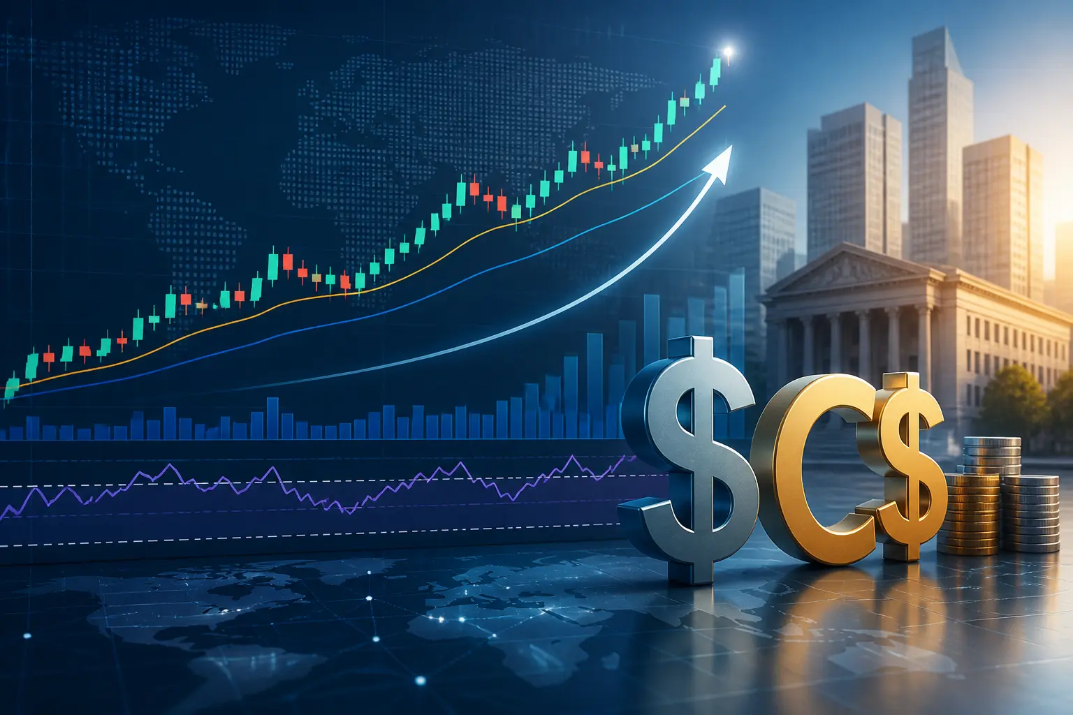 زوج الدولار الأمريكي/الدولار الكندي USD/CAD يرتفع نحو أعلى مستوياته خلال 15 شهرًا قرب 1.4250