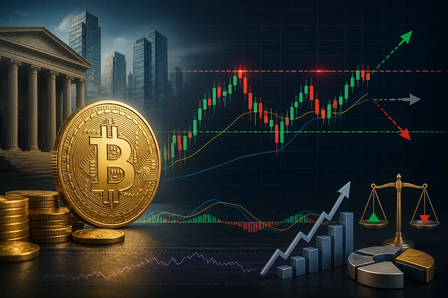 بيتكوين يتأرجح قرب مقاومة 63,700 دولار وسط إشارات متضاربة
