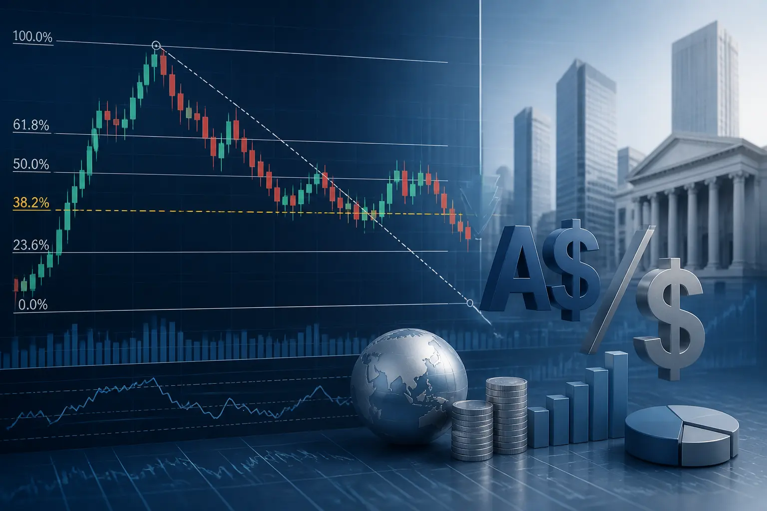 تراجع زوج الدولار الأسترالي/الدولار الأمريكي AUD/USD من أعلى مستوى في أسبوعين مع مراقبة مستوى فيبوناتشي 38.2%