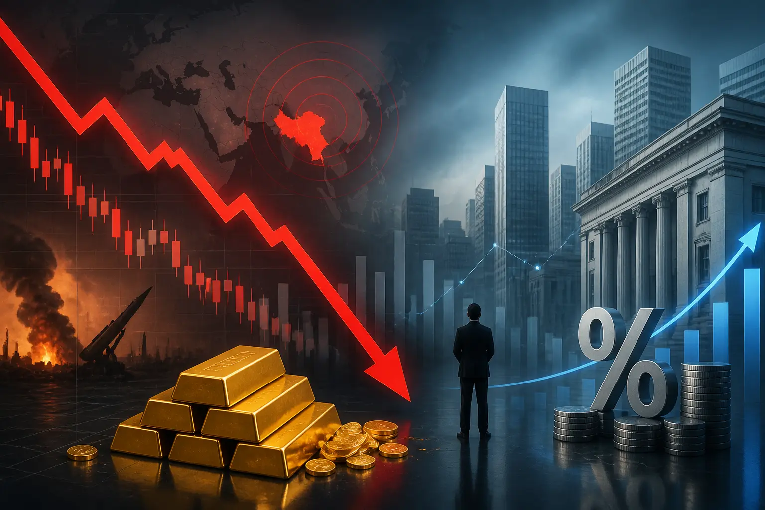 الذهب يواصل تراجعه مع تصاعد التوترات الإيرانية وتعزيز توقعات رفع الفائدة الأمريكية