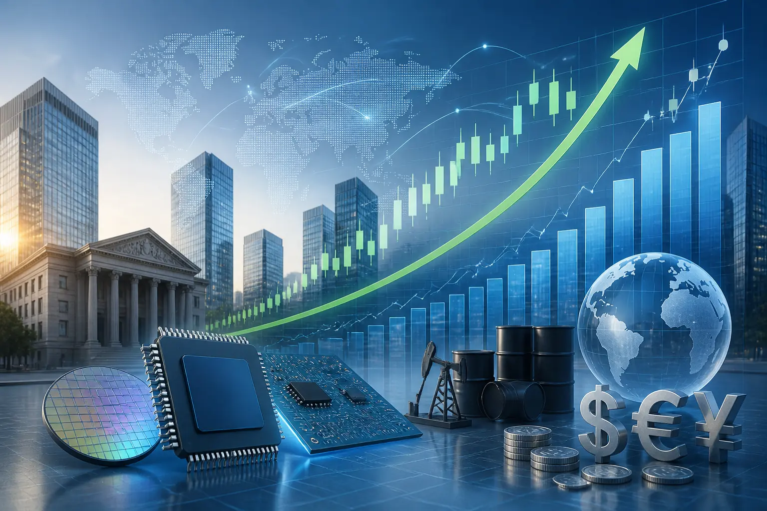 ارتفاع الأسهم العالمية بدعم من قطاع التكنولوجيا والرقائق وانخفاض أسعار النفط