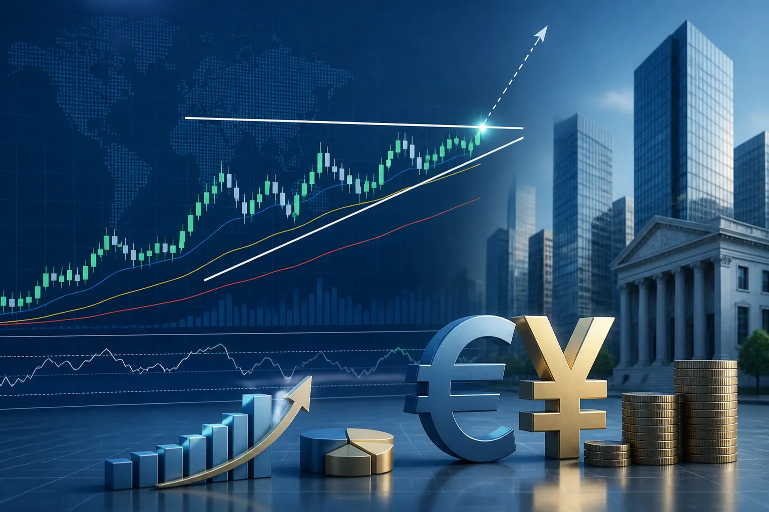 زوج يورو/ين يقترب من قمة المثلث الصاعد عند 186.10 مع زخم صعودي مستمر