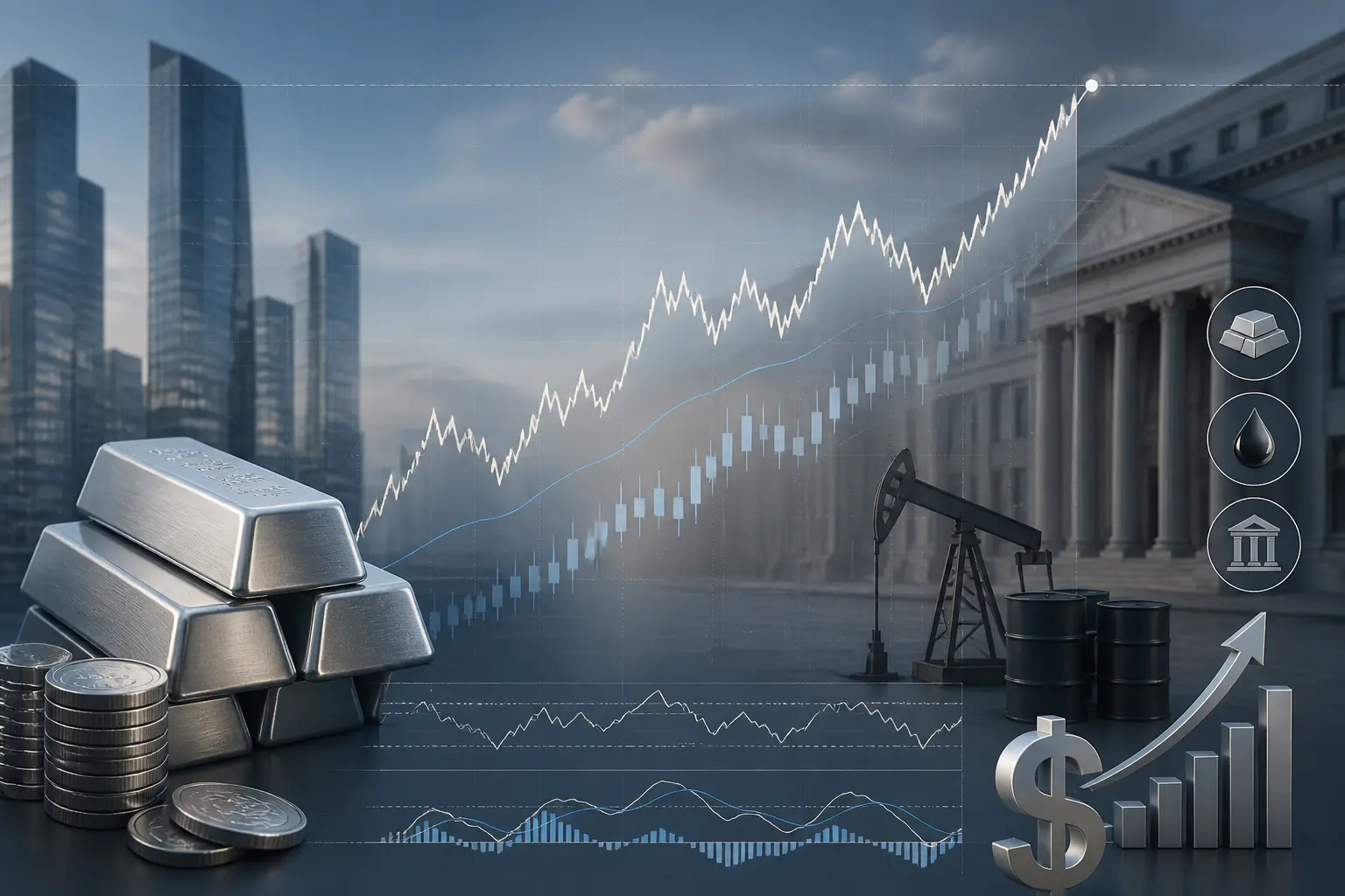 ارتفاع سعر الفضة قرب 58.20 دولار مع توقف صعود أسعار النفط وتوقعات ثبات الفائدة الأمريكية