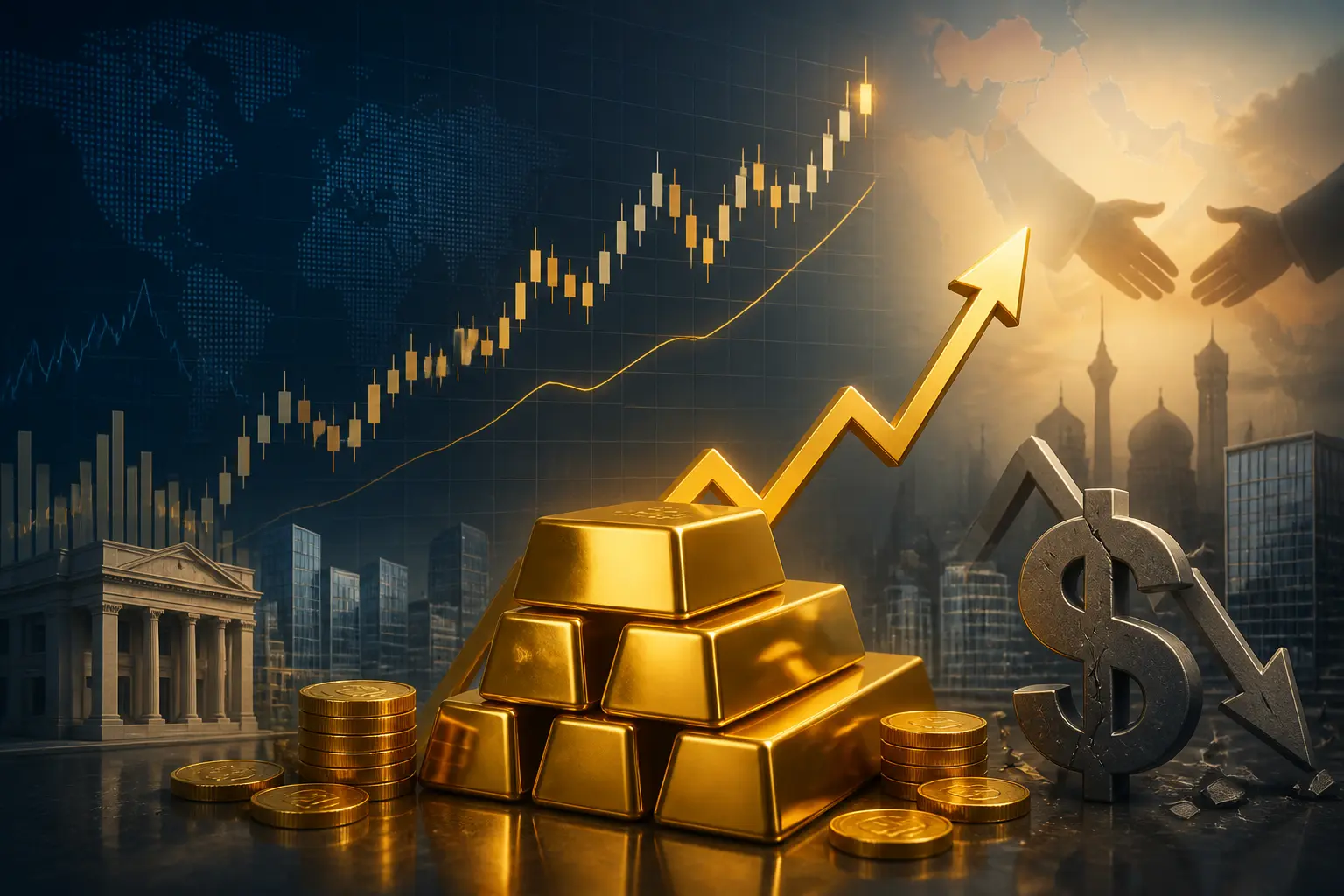 الذهب يحافظ على مكاسبه قرب أعلى مستوى في أسبوعين مع تراجع الدولار بفعل آمال دبلوماسية بين واشنطن وطهران