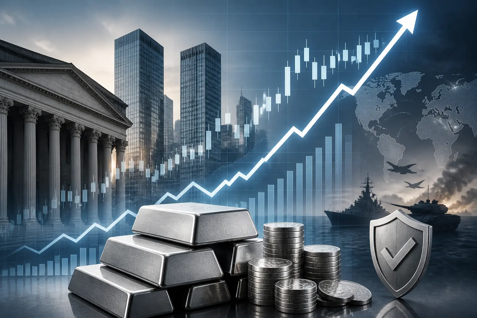 الفضة ترتفع قرب 60 دولارًا وسط مخاوف التضخم وتصاعد التوترات الجيوسياسية