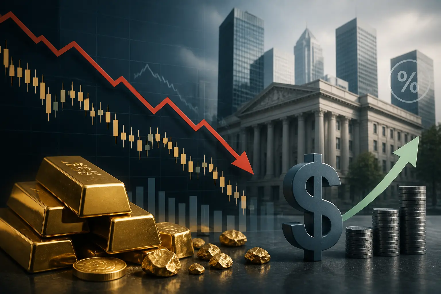 الذهب يواصل خسائره دون 4050 دولارًا وسط ضغوط الفائدة والدولار الصاعد