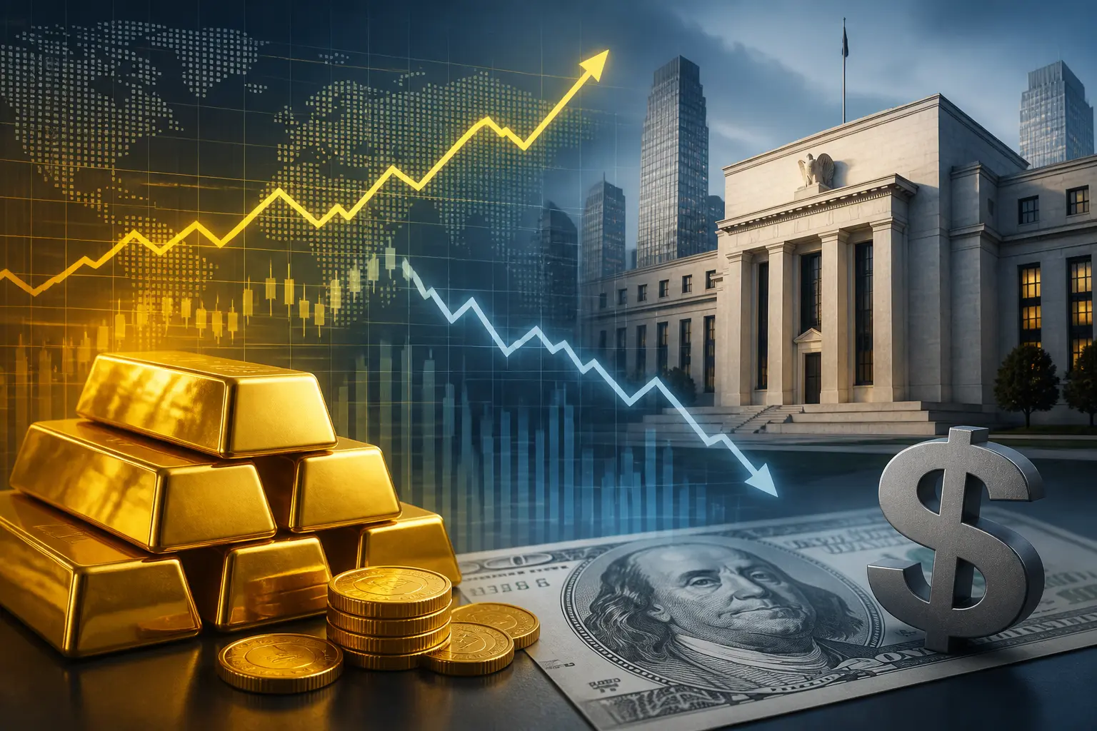 الذهب يرتفع هامشيًا مع تراجع الدولار قبيل اجتماع الفيدرالي الأمريكي