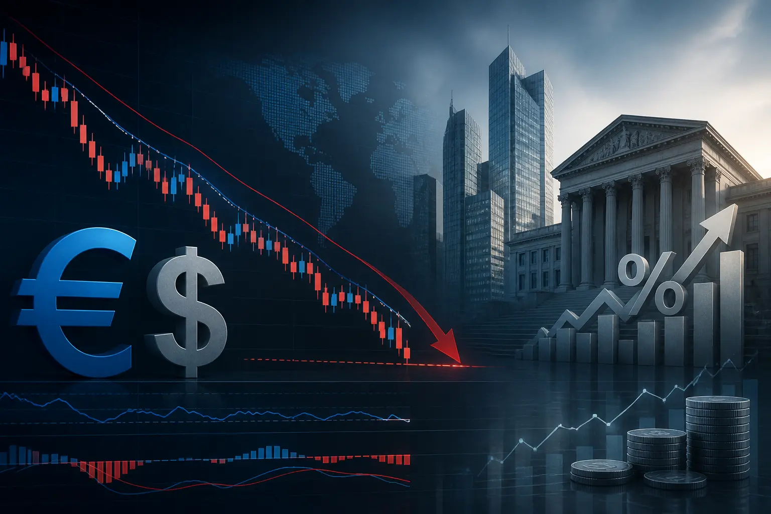 زوج يورو/دولار يقترب من أدنى مستوياته السنوية مع ضغط الدولار وارتفاع توقعات الفائدة الأمريكية