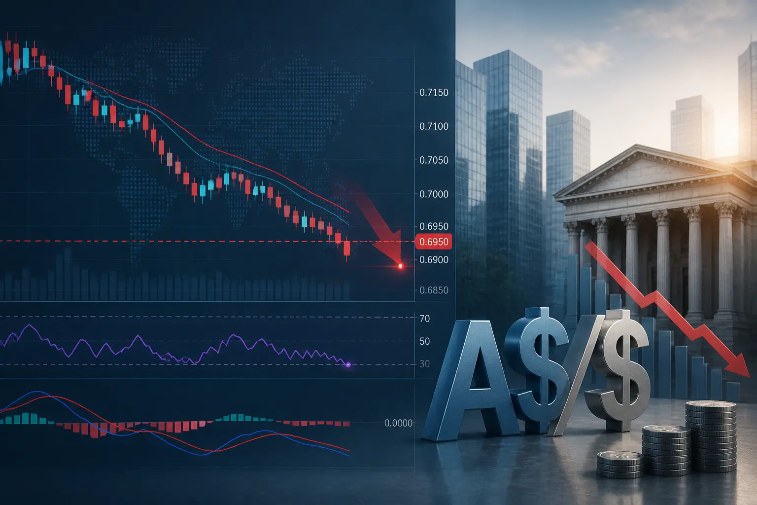 تراجع زوج الدولار الأسترالي/الدولار الأمريكي AUD/USD قرب 0.6950 مع ضعف تضخم المستهلكين