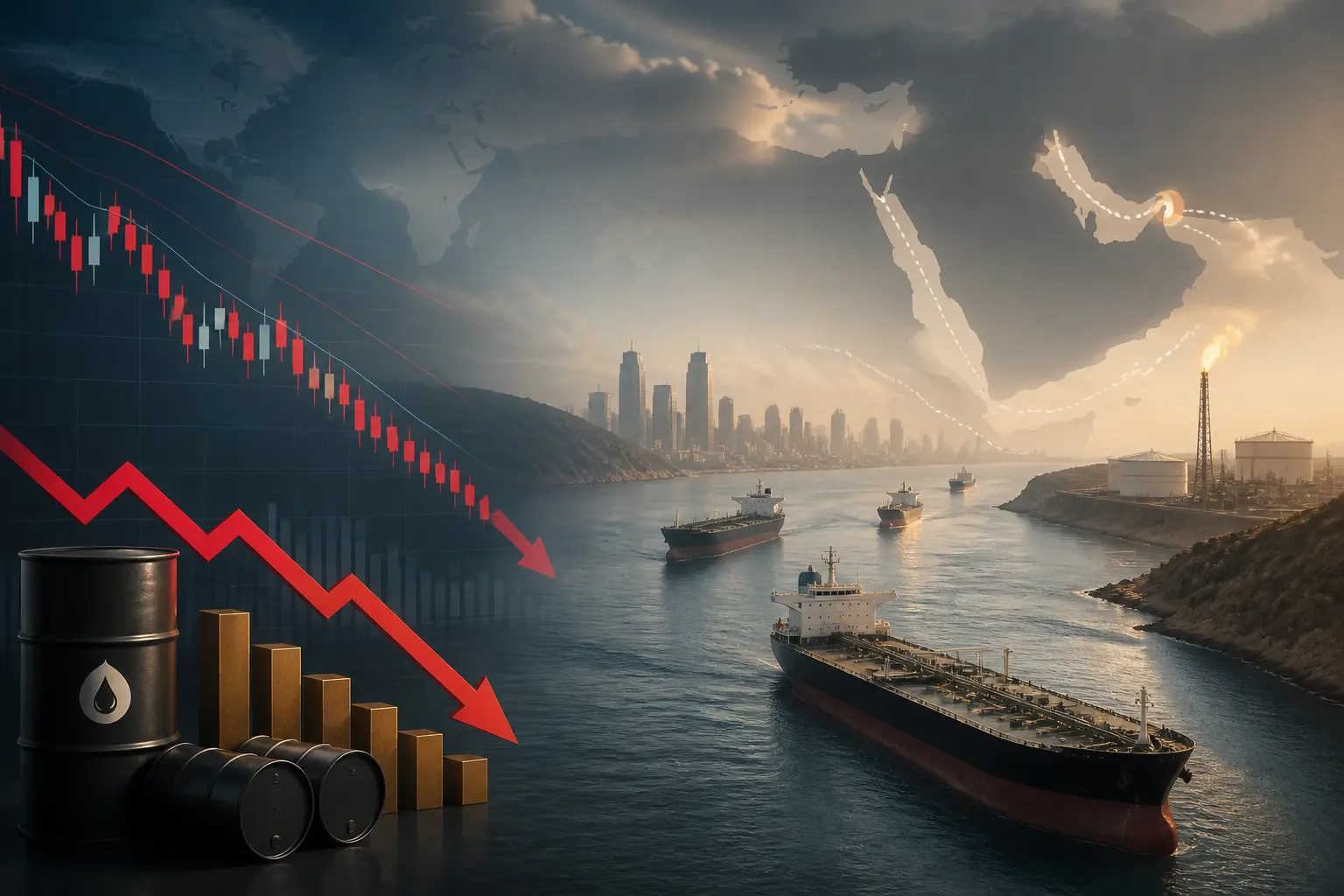 تراجع أسعار النفط مع استمرار مرور الناقلات عبر مناطق الصراع في الشرق الأوسط