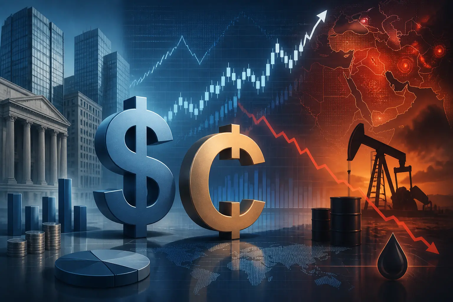 الدولار الأمريكي يرتفع مقابل الدولار الكندي مع تراجع أسعار النفط وتصاعد التوترات في الشرق الأوسط