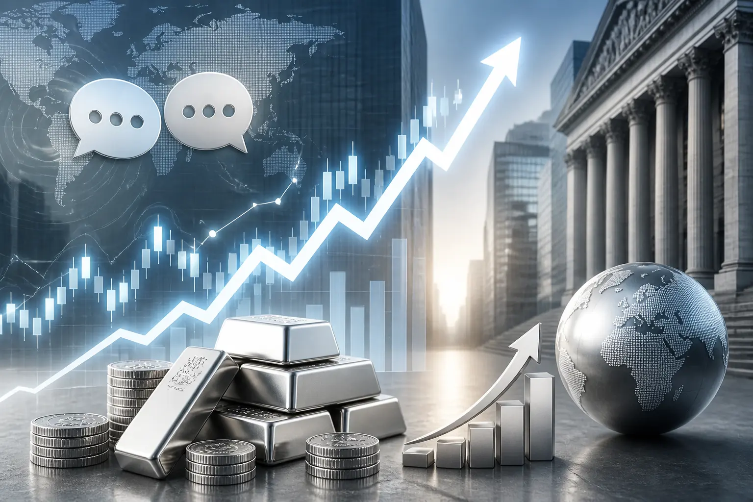 ارتفاع سعر الفضة فوق 58 دولارًا مع استئناف محادثات السلام بين الولايات المتحدة وإيران