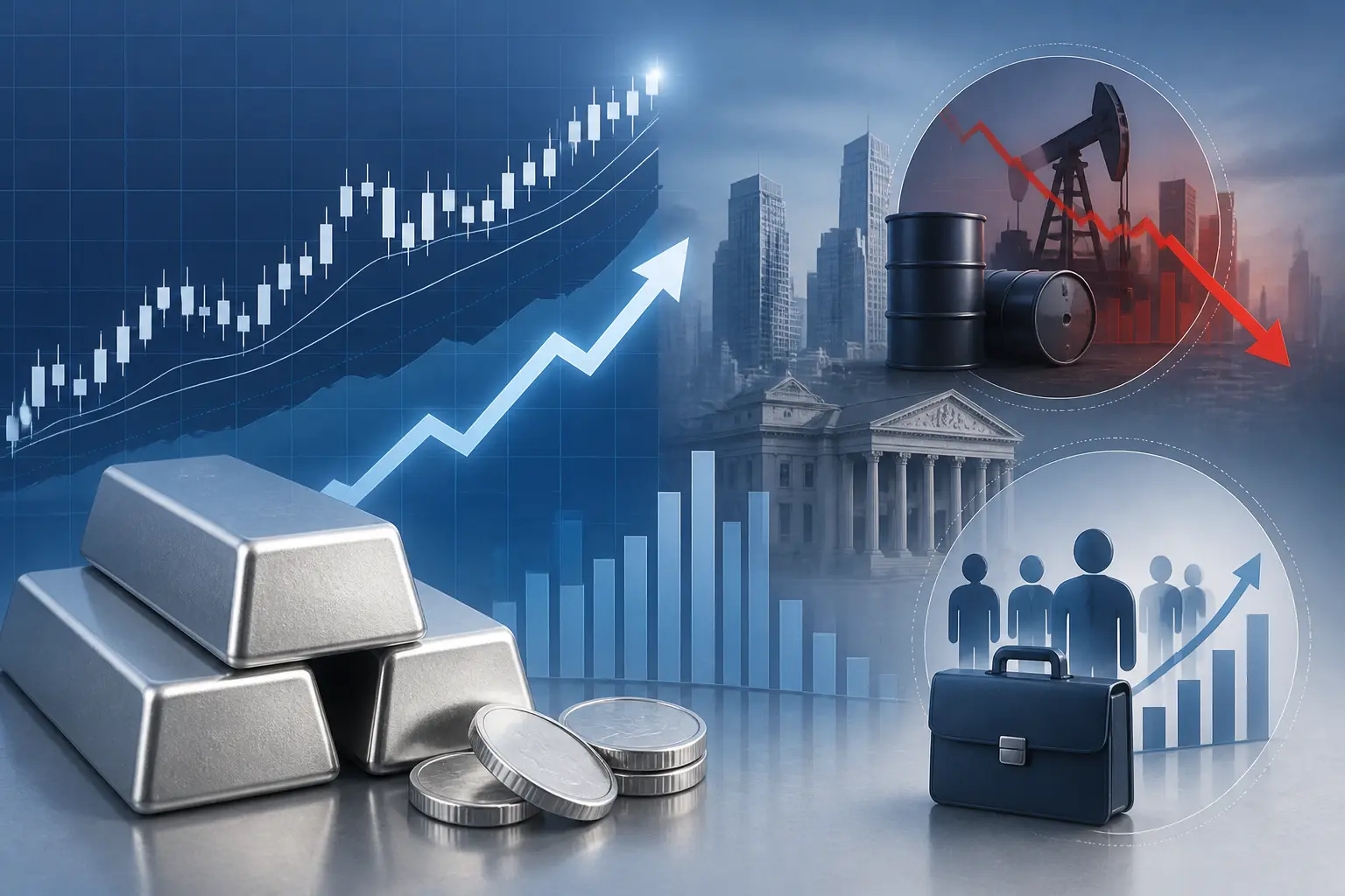 الفضة تعاود الارتفاع قرب 61 دولارًا مع تراجع أسعار النفط وتوقعات إيجابية لسوق العمل الأمريكي