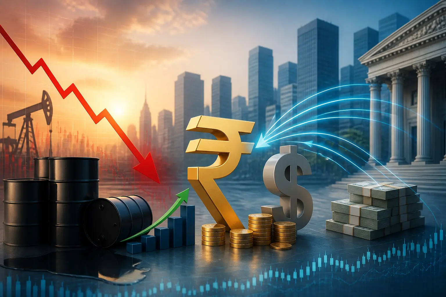 انخفاض أسعار النفط وتدفقات رأس المال يدعمان الروبية الهندية مقابل الدولار