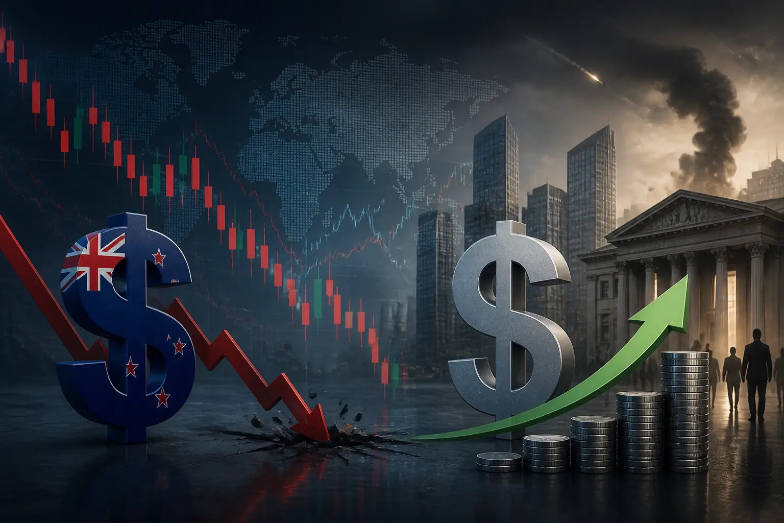 تراجع الدولار النيوزيلندي مع تصاعد التوترات في الشرق الأوسط وتفضيل الدولار الأمريكي