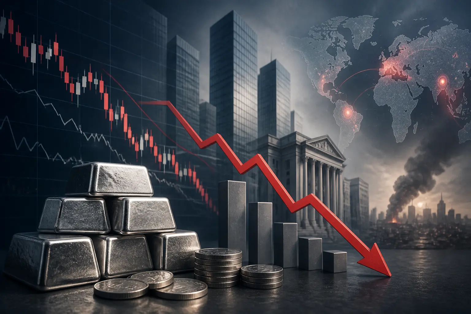 تراجع سعر الفضة دون 64 دولارًا وسط جني الأرباح وتوترات الشرق الأوسط