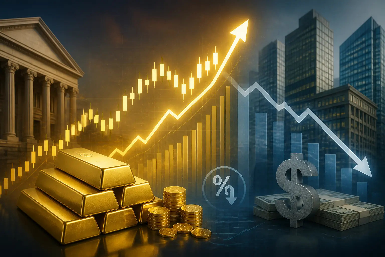 ارتفاع أسعار الذهب مع تراجع الدولار وسط تراجع توقعات رفع الفائدة في سبتمبر