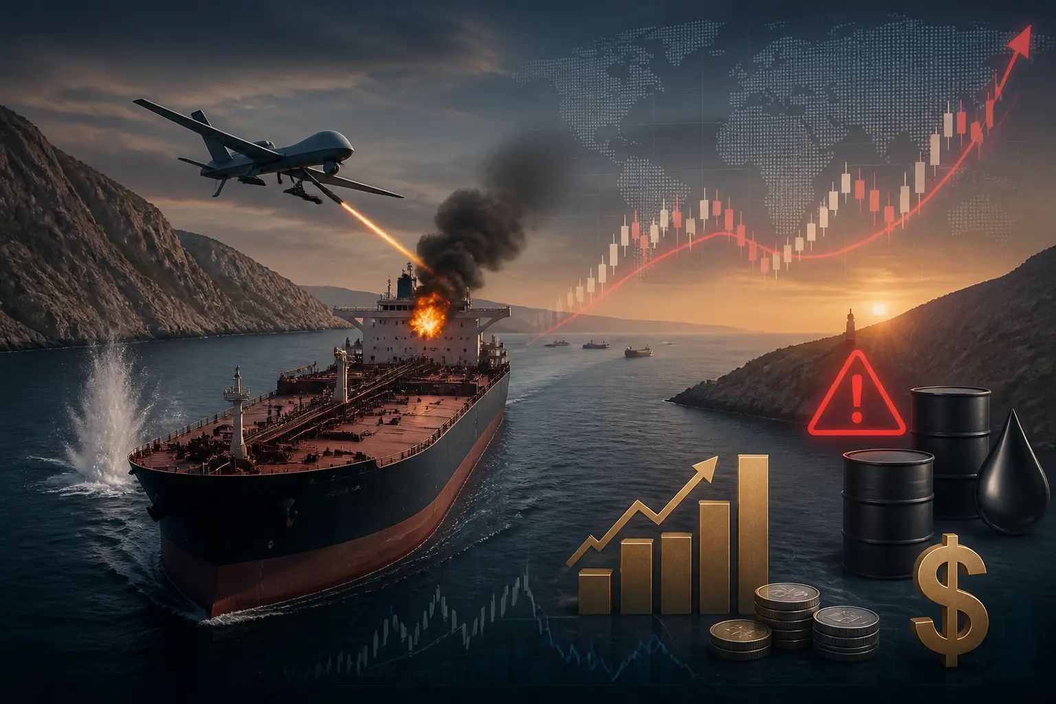 هجوم بطائرة مسيرة يستهدف ناقلة نفط قرب مضيق هرمز ويؤكد مخاطر الملاحة البحرية