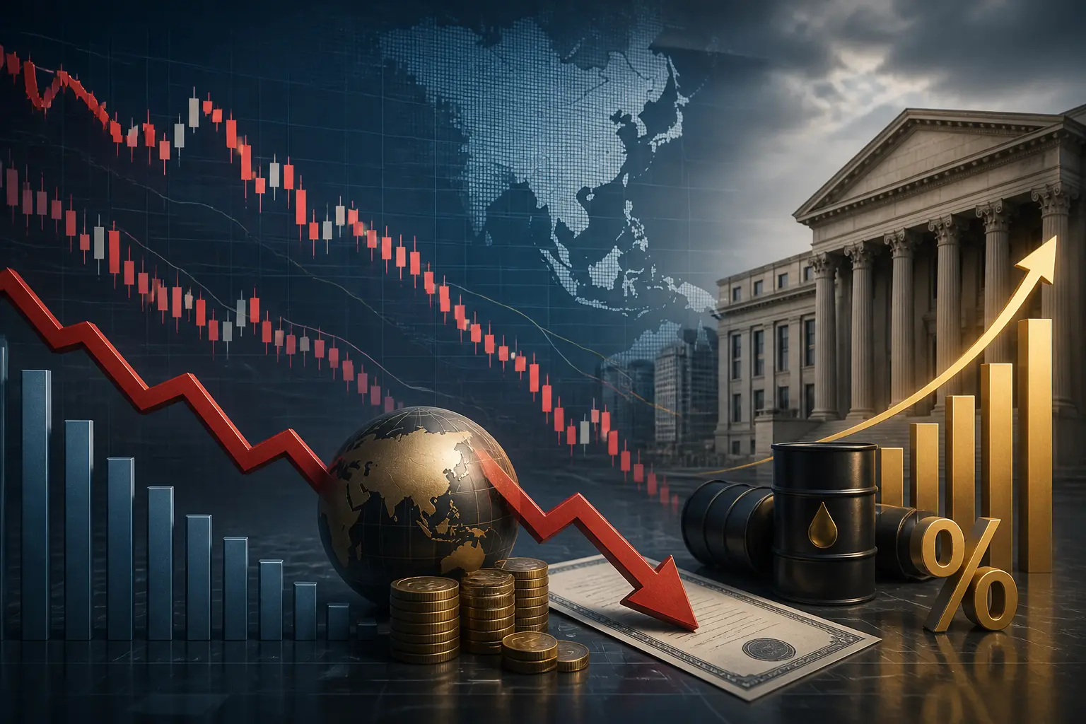 تراجع الأسهم والسندات الآسيوية مع تصاعد مخاوف التضخم وارتفاع النفط والعوائد الأميركية