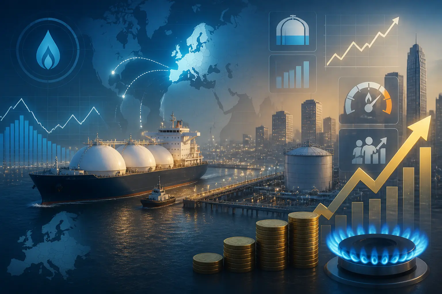 تدفقات الغاز الطبيعي المسال تحدد مستقبل أسعار الغاز والكهرباء في أوروبا