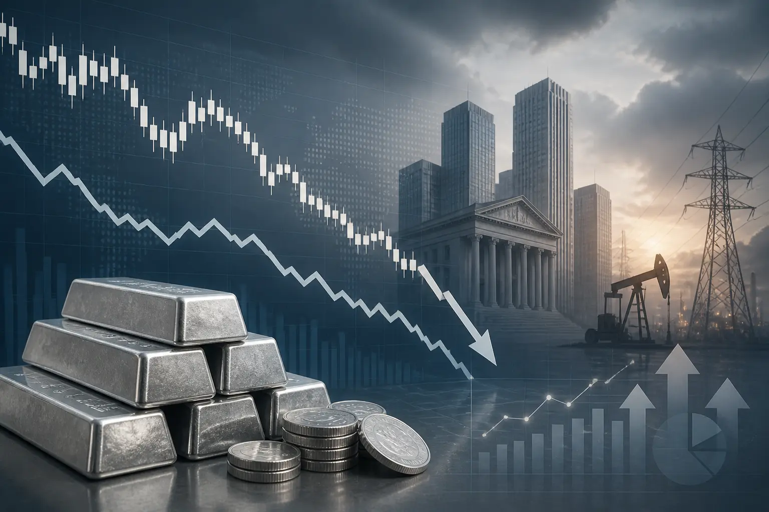 تراجع سعر الفضة إلى قرب 63 دولارًا وسط مخاوف تضخمية واضطرابات في إمدادات الطاقة