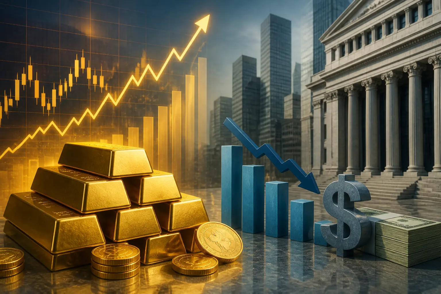 الذهب يرتفع بأكثر من 2% بدعم من خطة إعادة شراء سندات الخزانة الأمريكية وتراجع الدولار