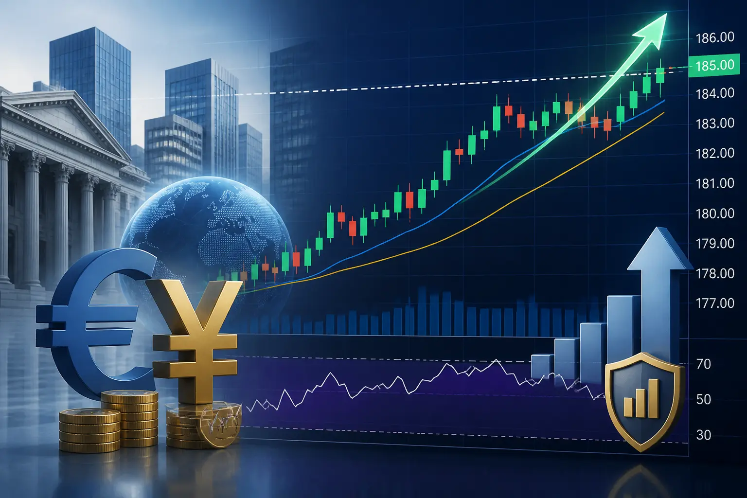 زوج يورو/ين EUR/JPY يواصل الصعود فوق 185.00 وسط توقعات رفع الفائدة في اليابان