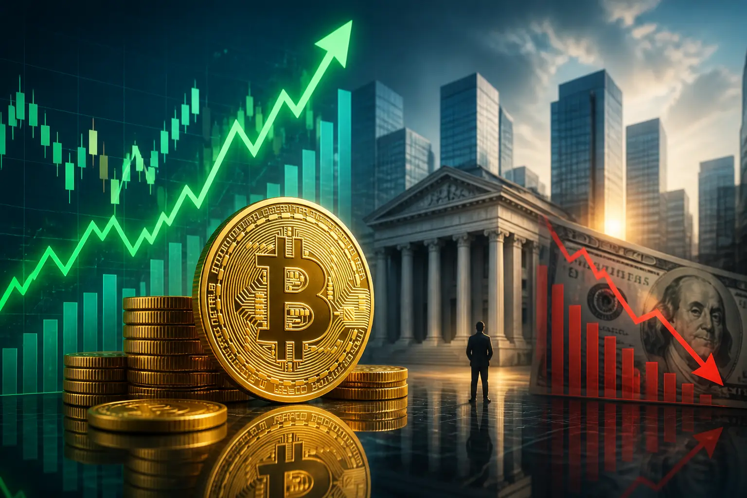 بيتكوين ترتفع 4.7% وتتجاوز 80 ألف دولار بدعم تراجع الدولار ومخاوف مالية أمريكية