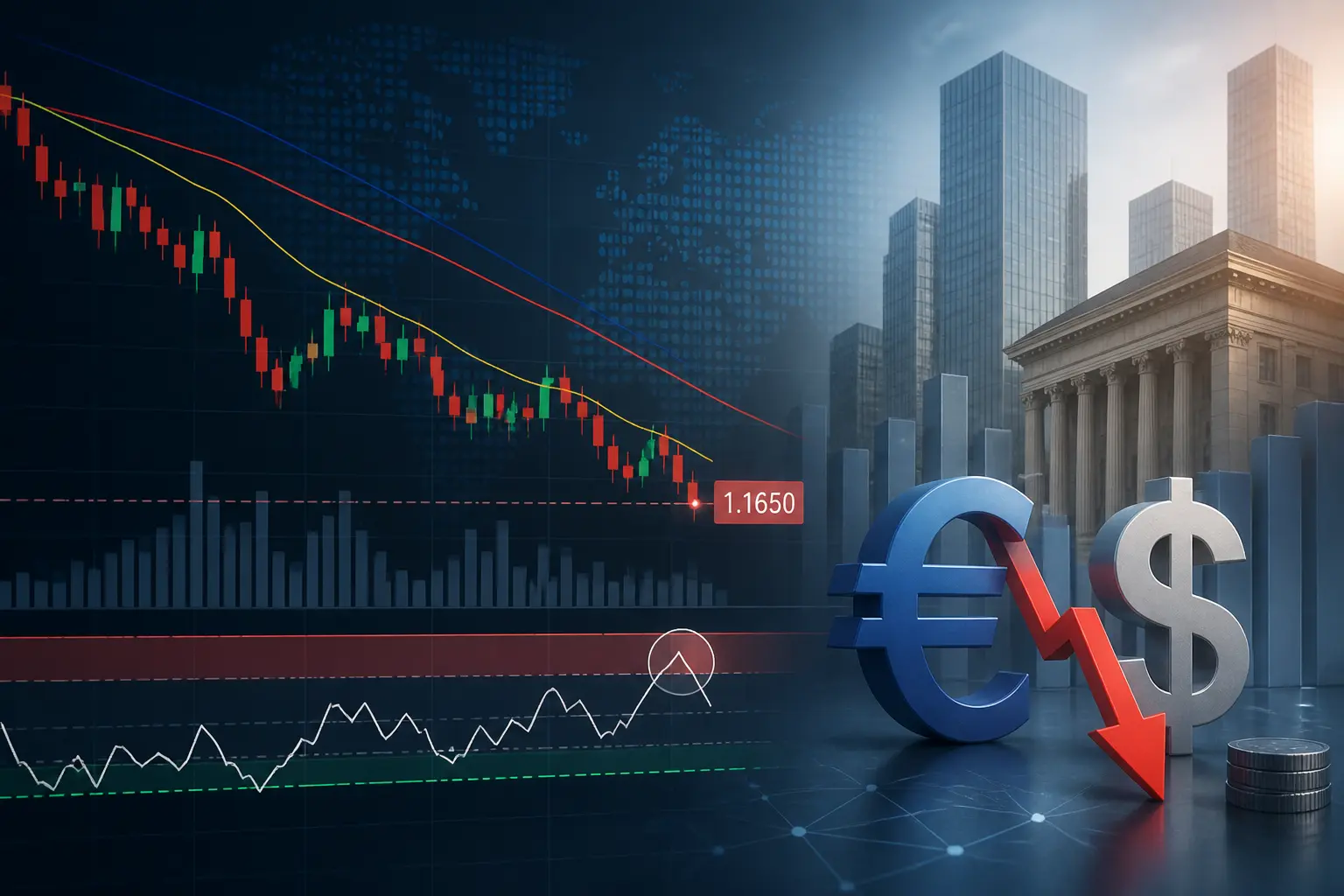 تراجع زوج يورو/دولار إلى 1.1650 مع إشارات تشبع شرائي تحد من الصعود