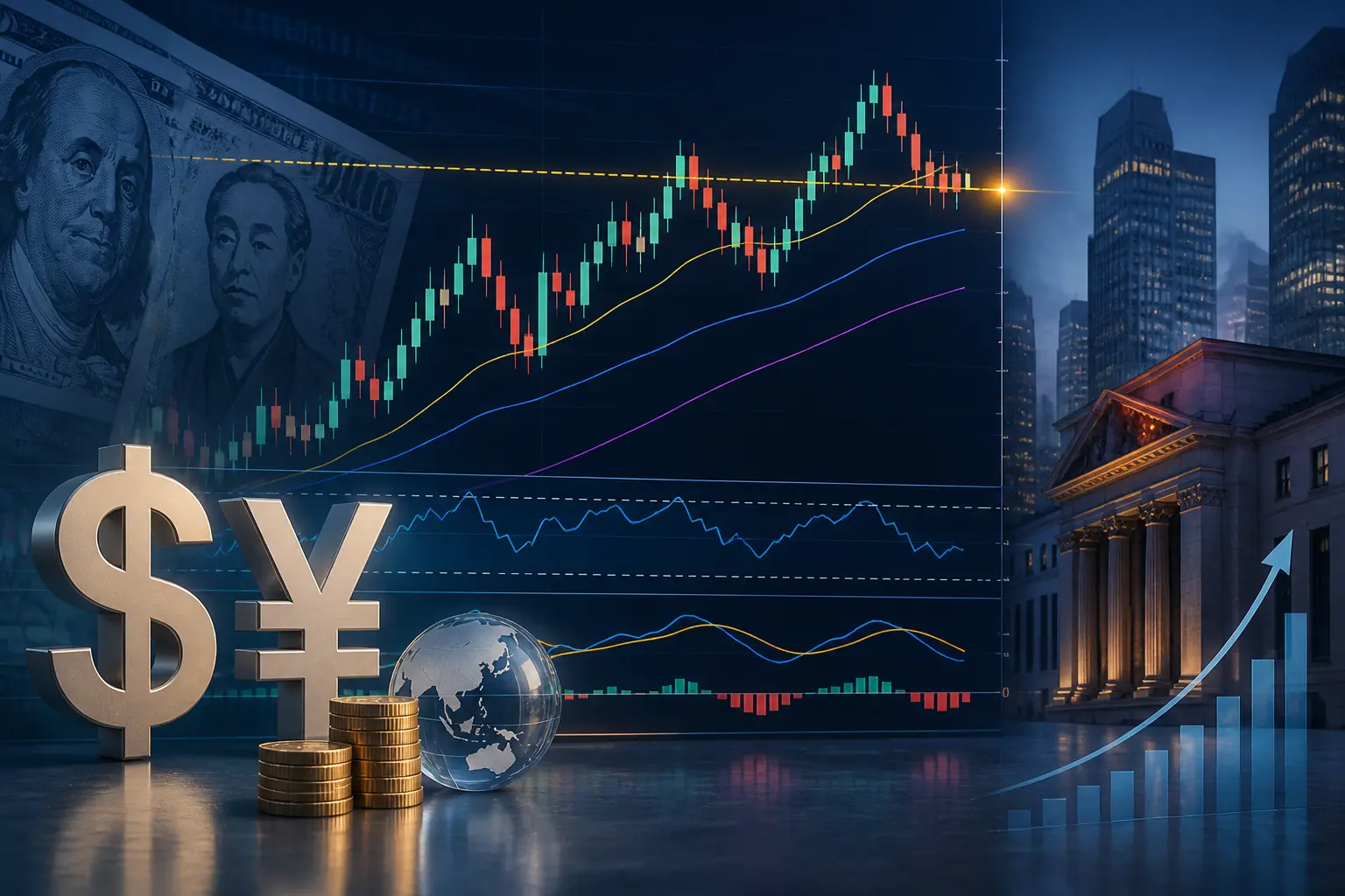 زوج الدولار الأمريكي/الين الياباني يترقب اختراق مستوى فيبو 50% عند 159.65 وسط دعم فني وأساسي