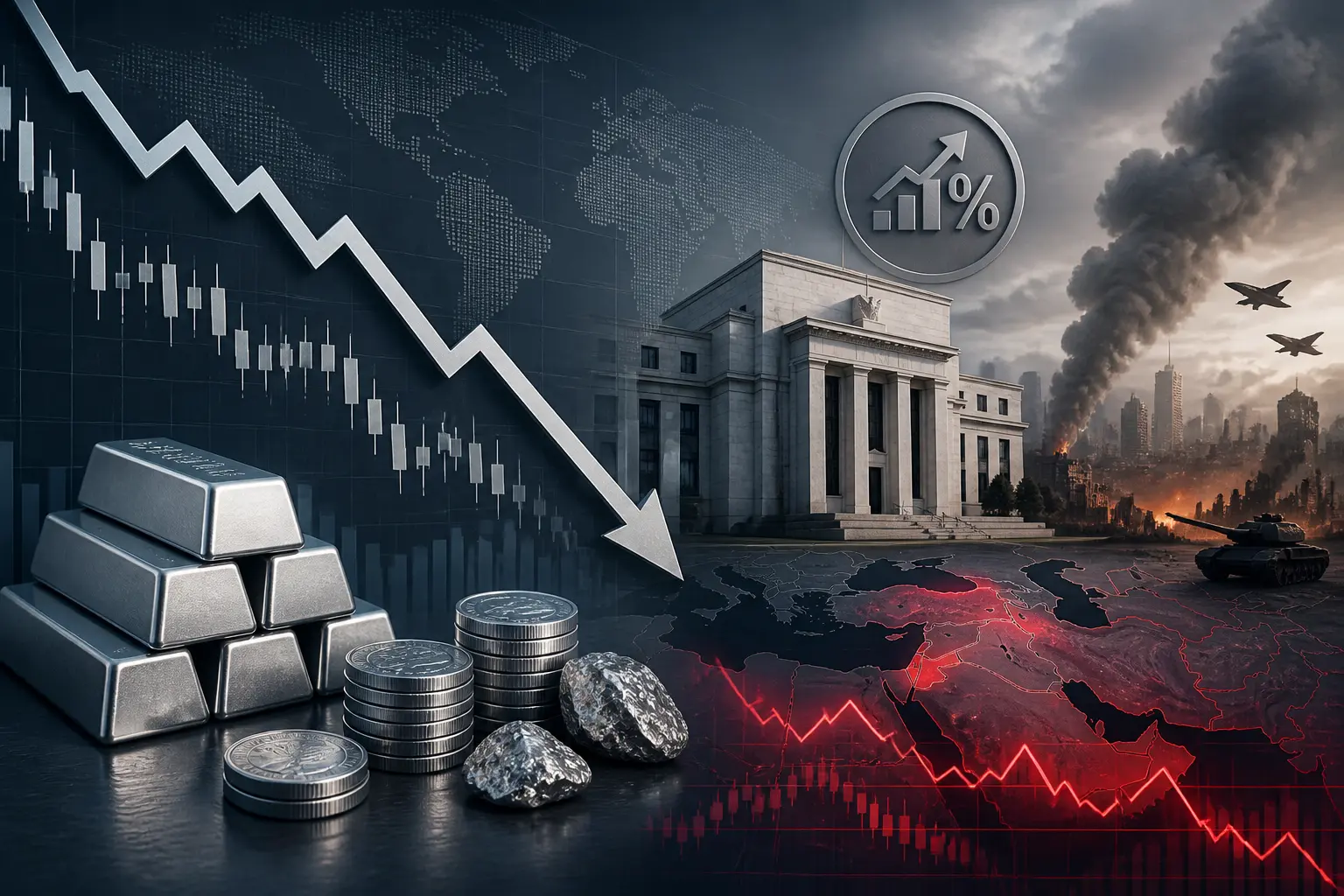تراجع أسعار الفضة إلى 66 دولارًا وسط توقعات رفع الفائدة الأمريكية وتصاعد التوترات في الشرق الأوسط