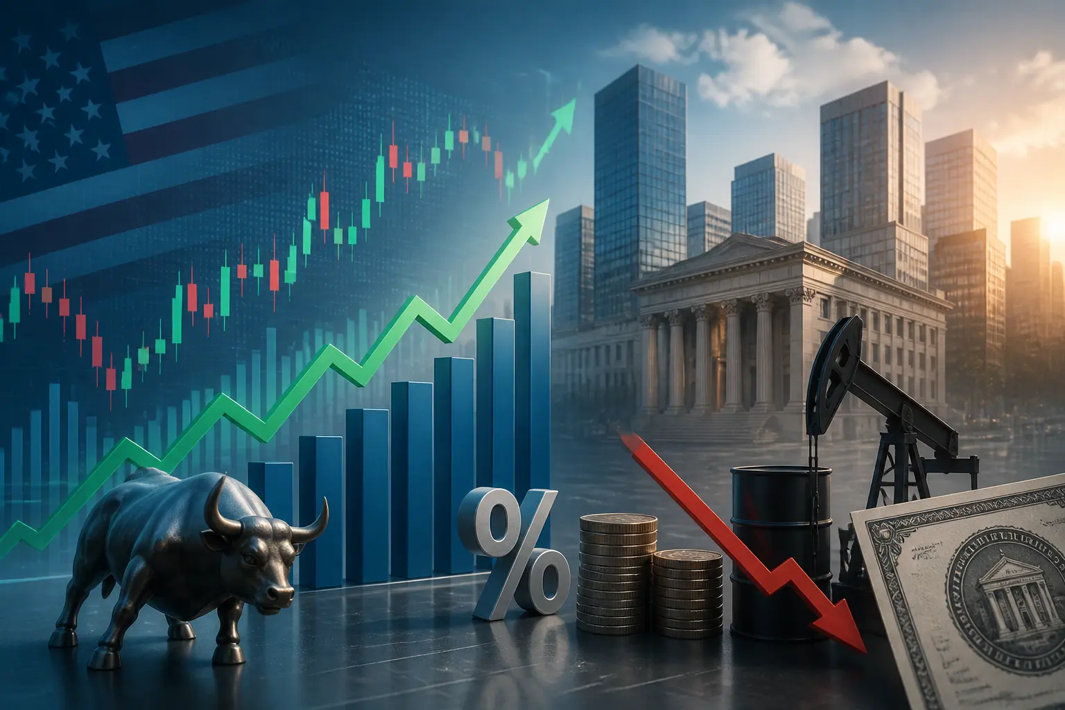 ارتفاع طفيف لعقود داو جونز الآجلة مع تراجع النفط وعوائد السندات الأمريكية