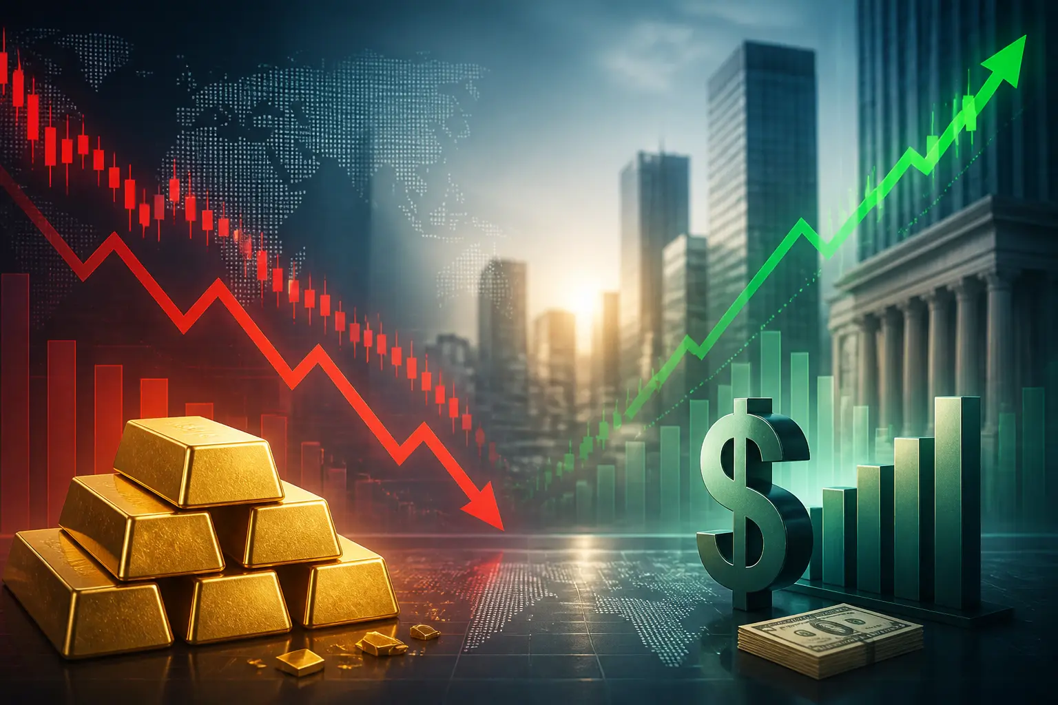 الذهب يتراجع بأكثر من 2% بعد بيانات التوظيف الأمريكية القوية وارتفاع الدولار