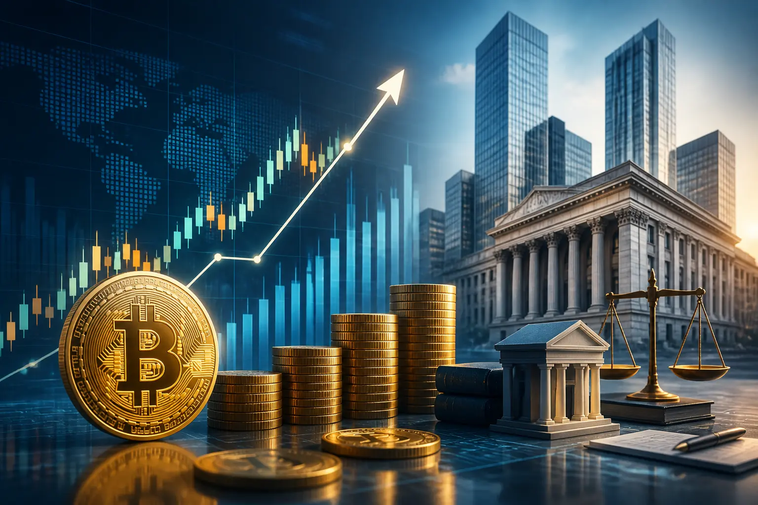 بيتكوين يقترب من 80,000 دولار وسط طلب مؤسسي متزايد وتطورات تنظيمية أمريكية