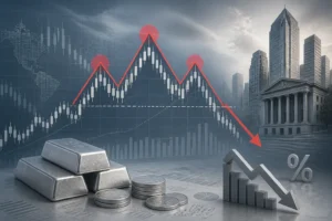 انخفاض أسعار الفضة تحت 66 دولارًا مع ظهور نموذج "الرأس والكتفين" الهبوطي