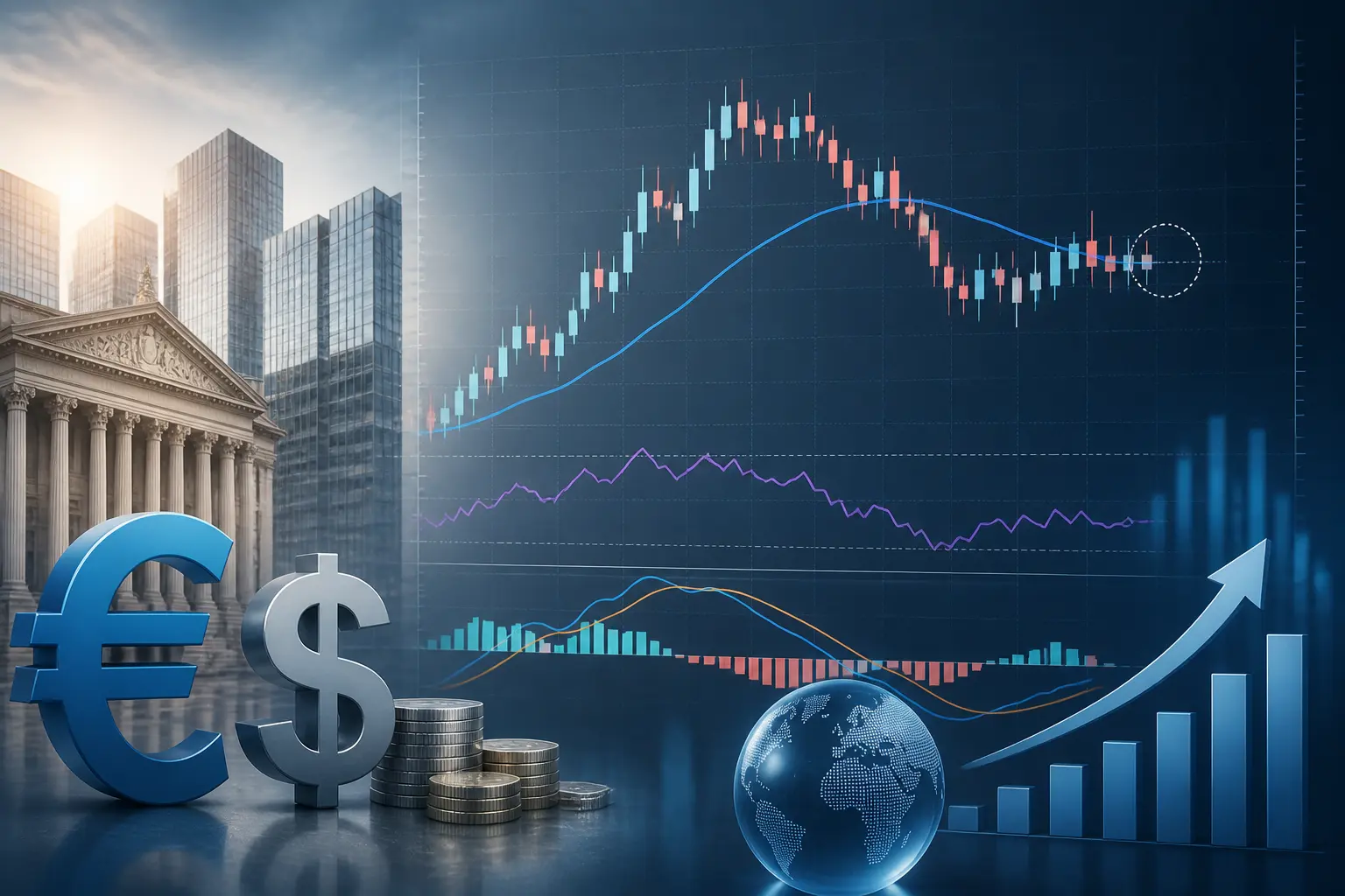 زوج يورو/دولار EUR/USD يستقر قرب المتوسط المتحرك الأسي 20 يومًا مع ترقب قرارات المركزي الأوروبي وبيانات التضخم الأمريكي