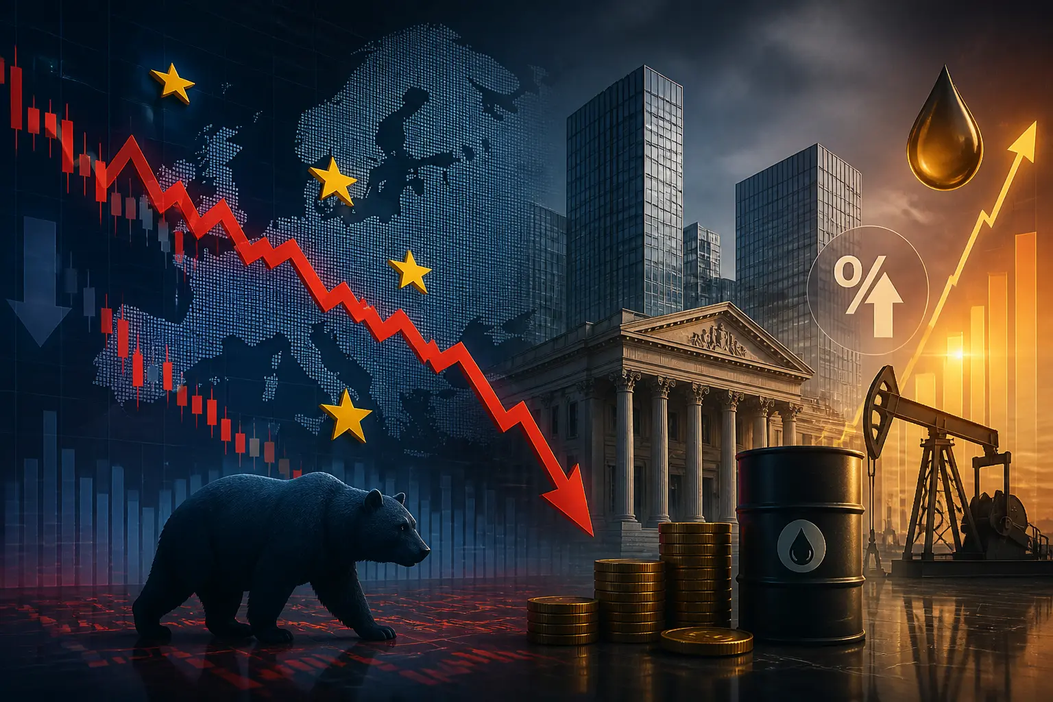 تراجع الأسهم الأوروبية مع تصاعد أسعار النفط ومخاوف رفع الفائدة