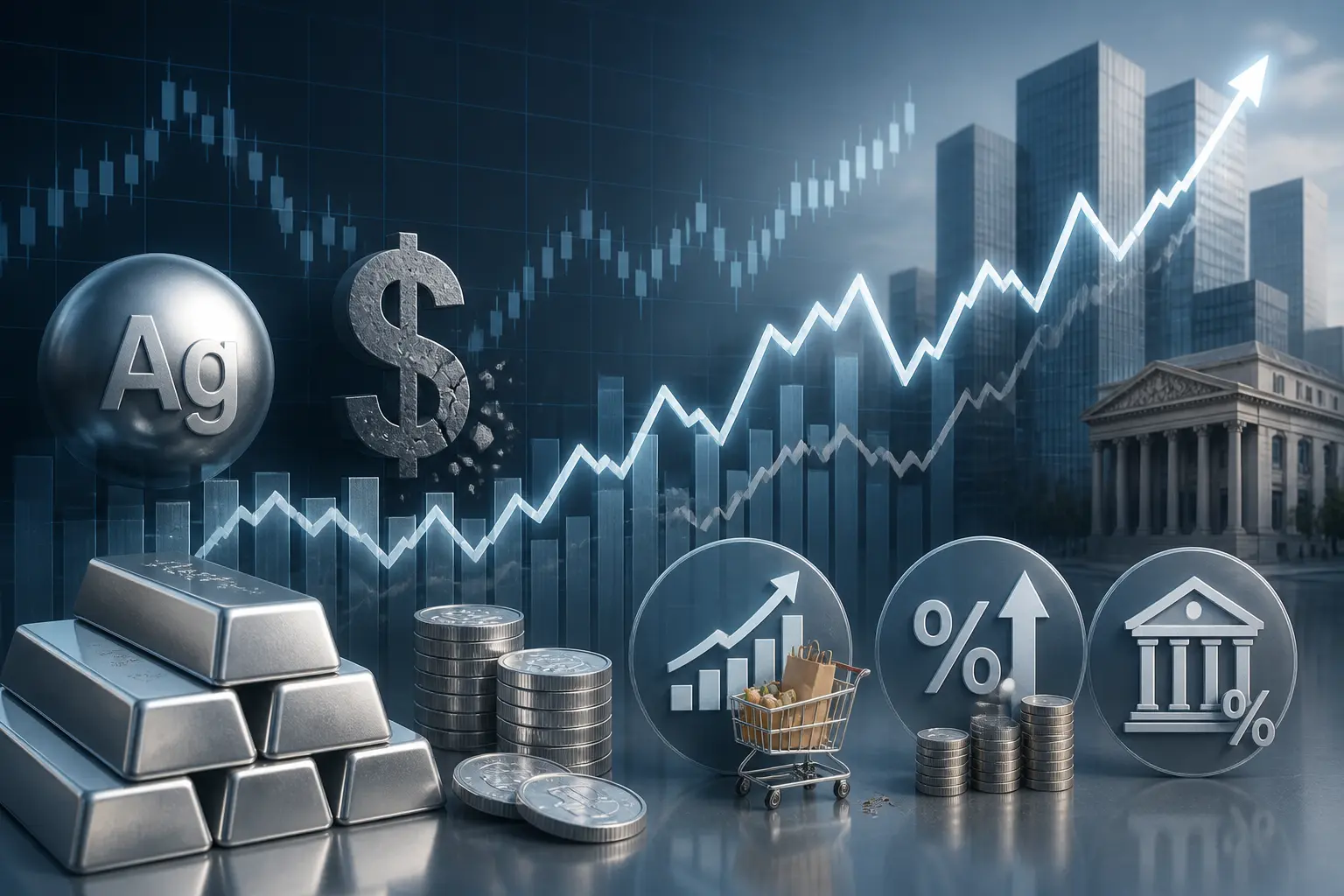 أسعار الفضة ترتفع مع ضعف الدولار وسط مخاوف تضخم وارتفاع أسعار الفائدة