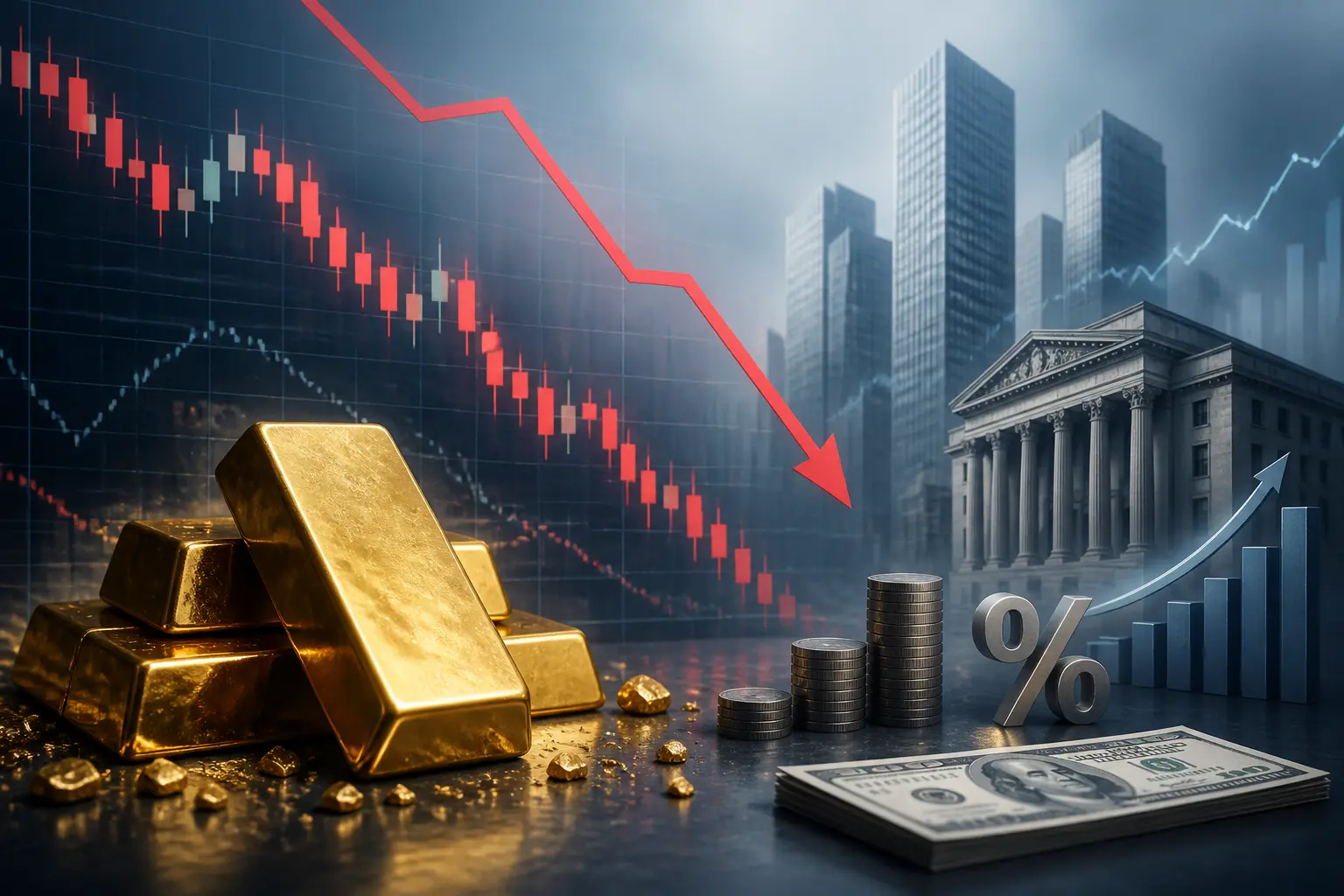 الذهب يتراجع بأكثر من 1.5% مع توقعات رفع الفائدة بعد بيانات تضخم قوية